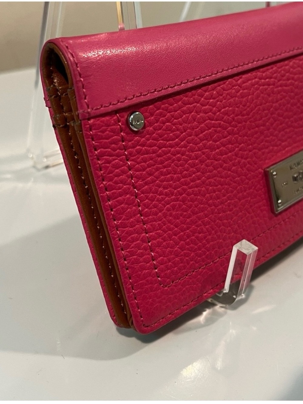 Lauren Ralph Lauren Hot Pink Leather Continental Wallet EUC - Picture 7 of 14